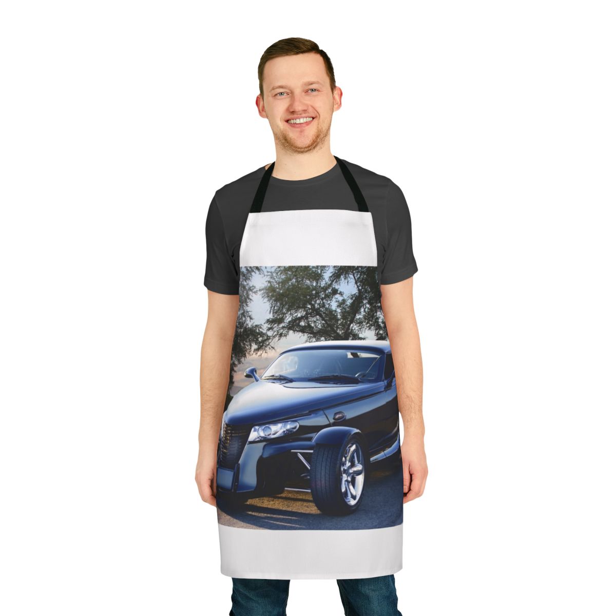 Stylized black panther design on a durable apron for 2000 Plymouth Prowler owners and car enthusiasts.