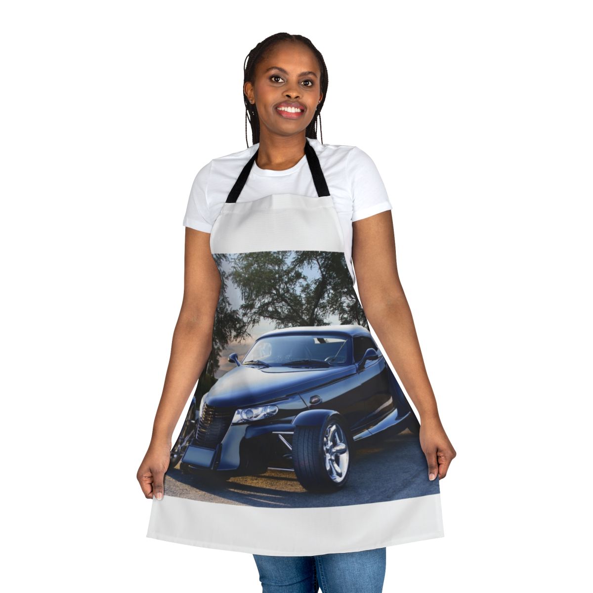 Stylized black panther design on a durable apron for 2000 Plymouth Prowler owners and car enthusiasts.