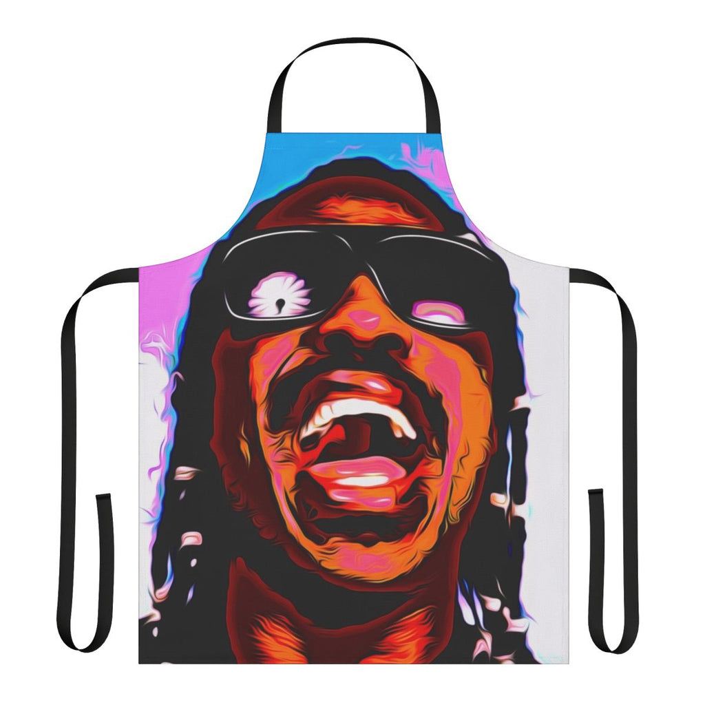 Stevie Wonder portrait illustration printed on a high-quality apron