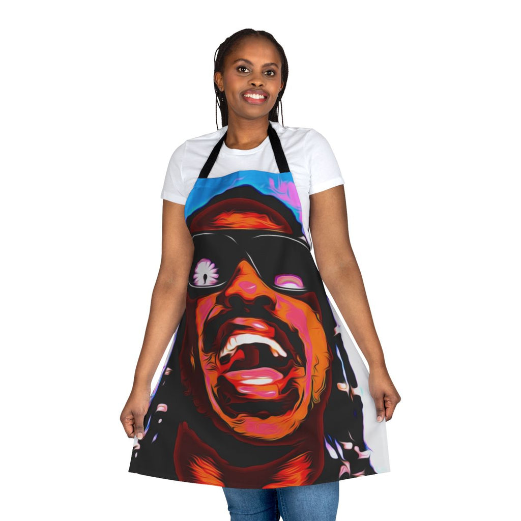 Stevie Wonder portrait illustration printed on a high-quality apron