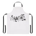 Terrace House Japan inspired line art design on a black and white apron