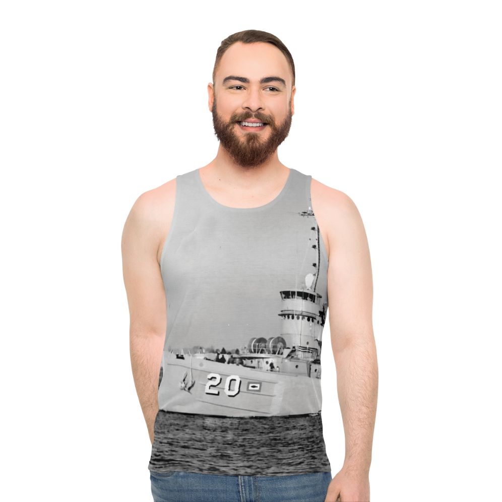 Submarine Rescue Navy Tank Top with USS Skylark ASR 20 Design