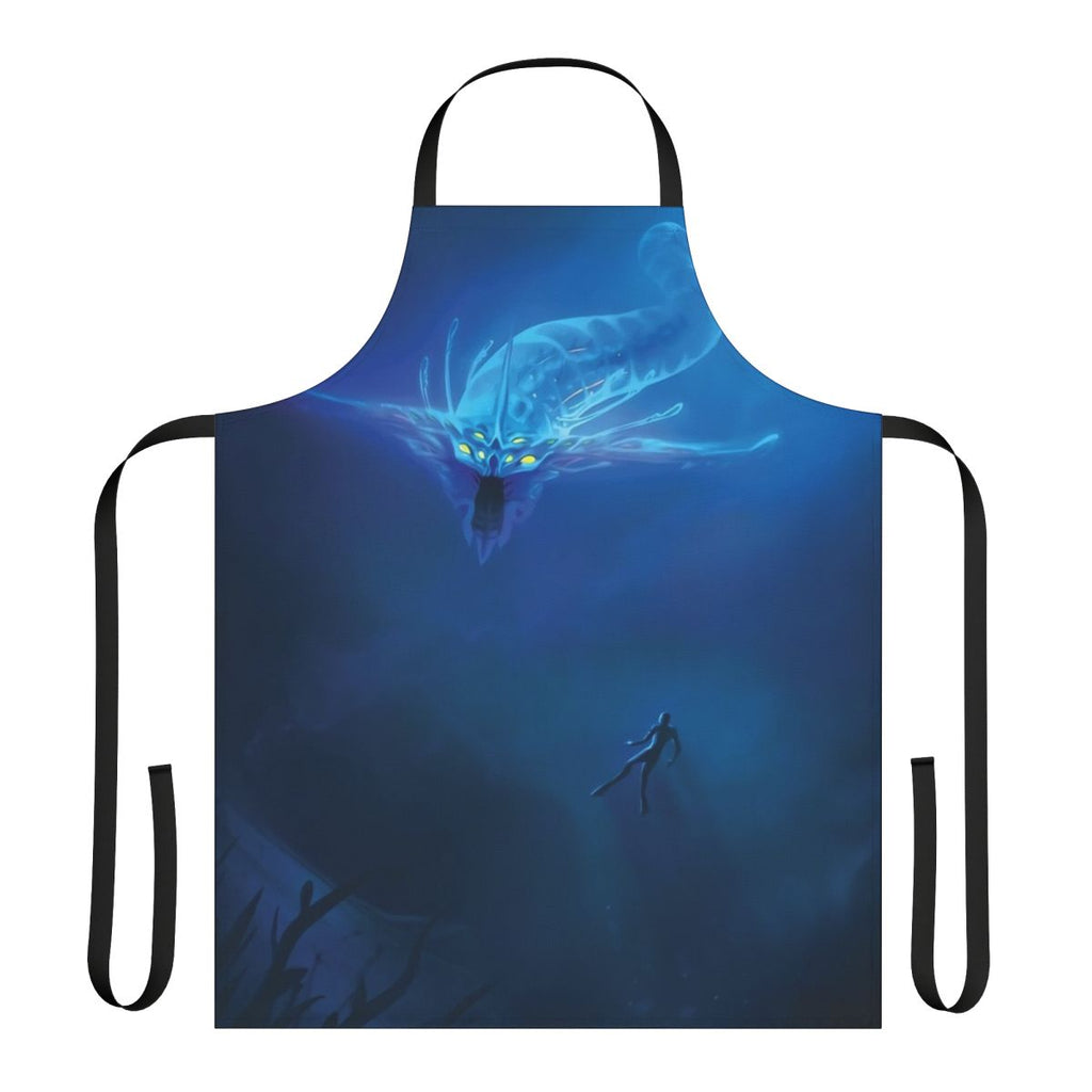 Subnautica-themed apron featuring a ghostly leviathan sea creature design