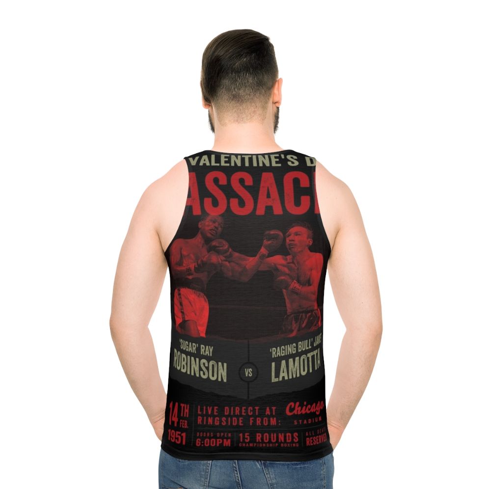 Vintage boxing tank top featuring Sugar Ray Robinson vs Jake Lamotta