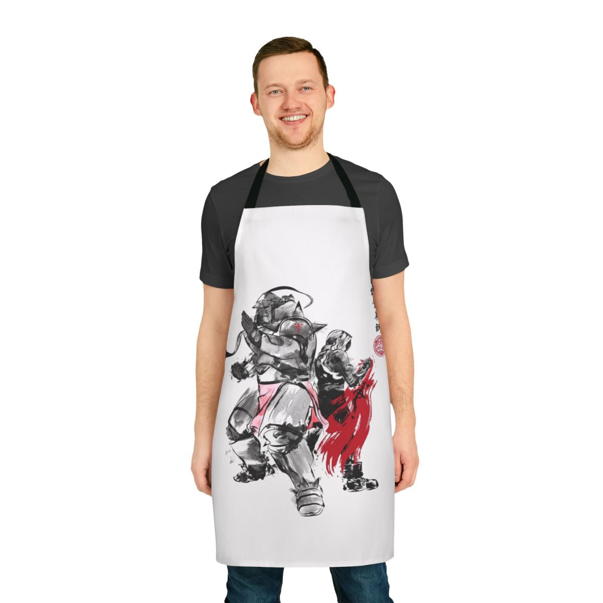 Sumi E style apron featuring characters from the anime Fullmetal Alchemist: Brotherhood