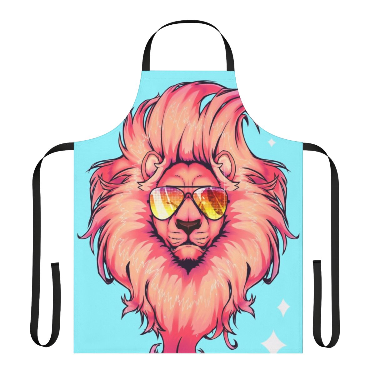 Colorful summer lion-themed apron featuring a cartoon character design