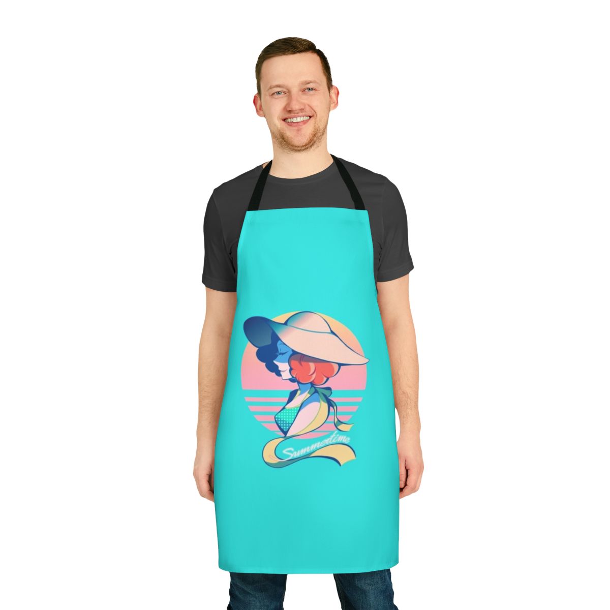 A stylish apron inspired by the character Haru Okumura from the popular anime and video game series Persona 5.
