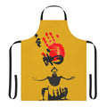 Apron featuring a black and white vector art design of a sumo wrestler in traditional Japanese attire