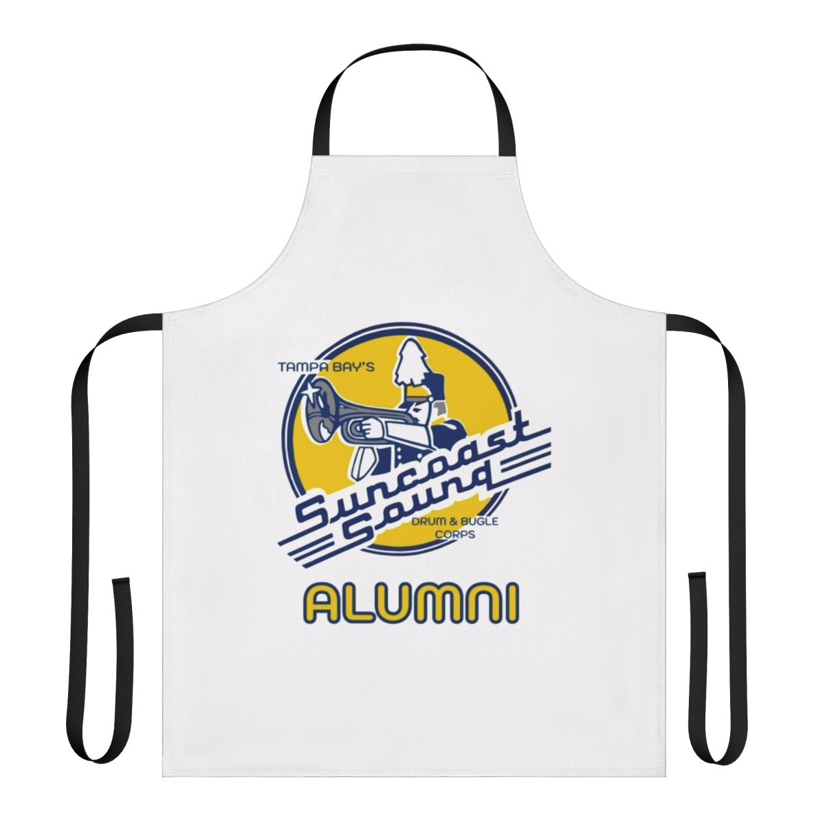 Suncoast Sound inspired marching band alumni wearing an apron