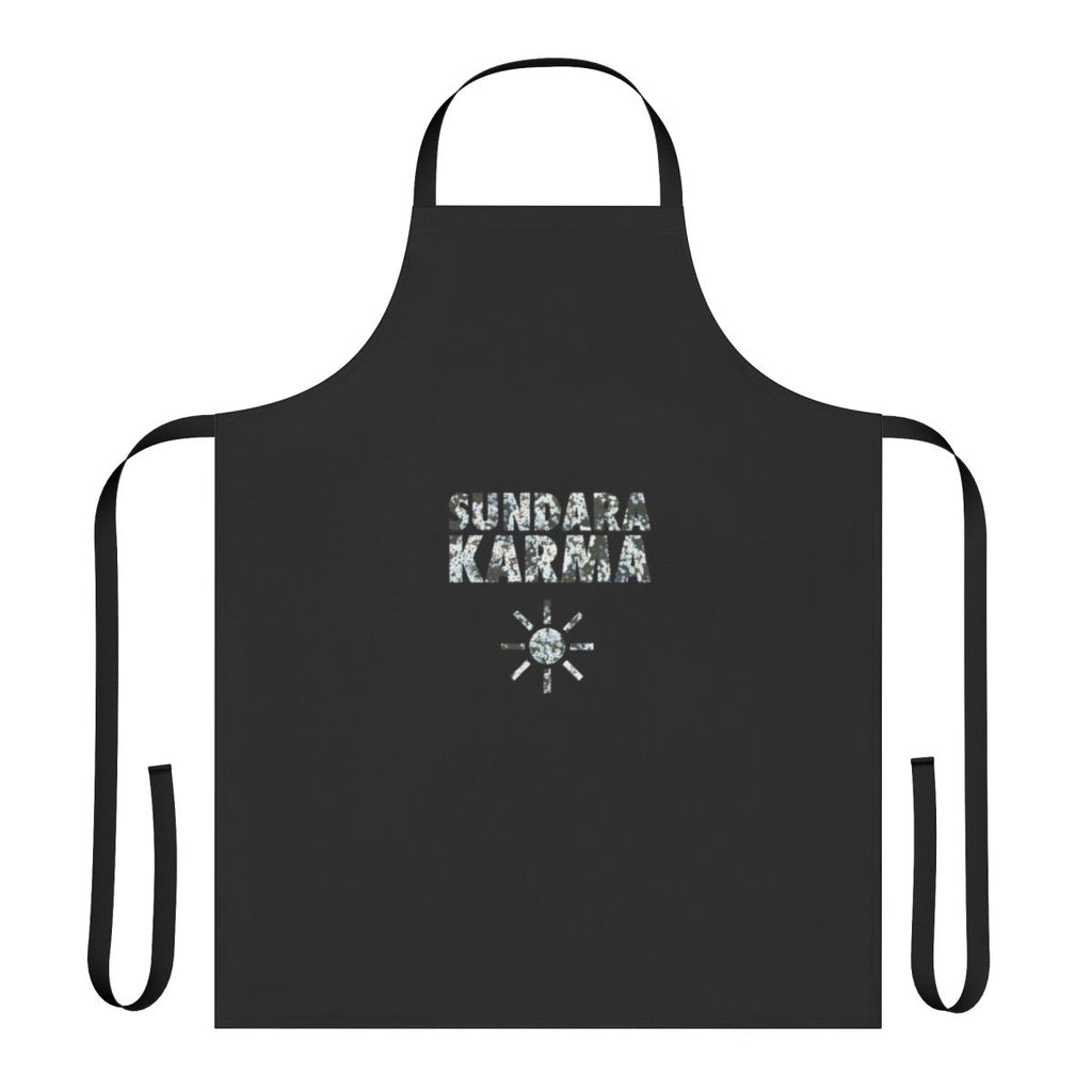 Sundara Karma inspired apron with a flower logo design