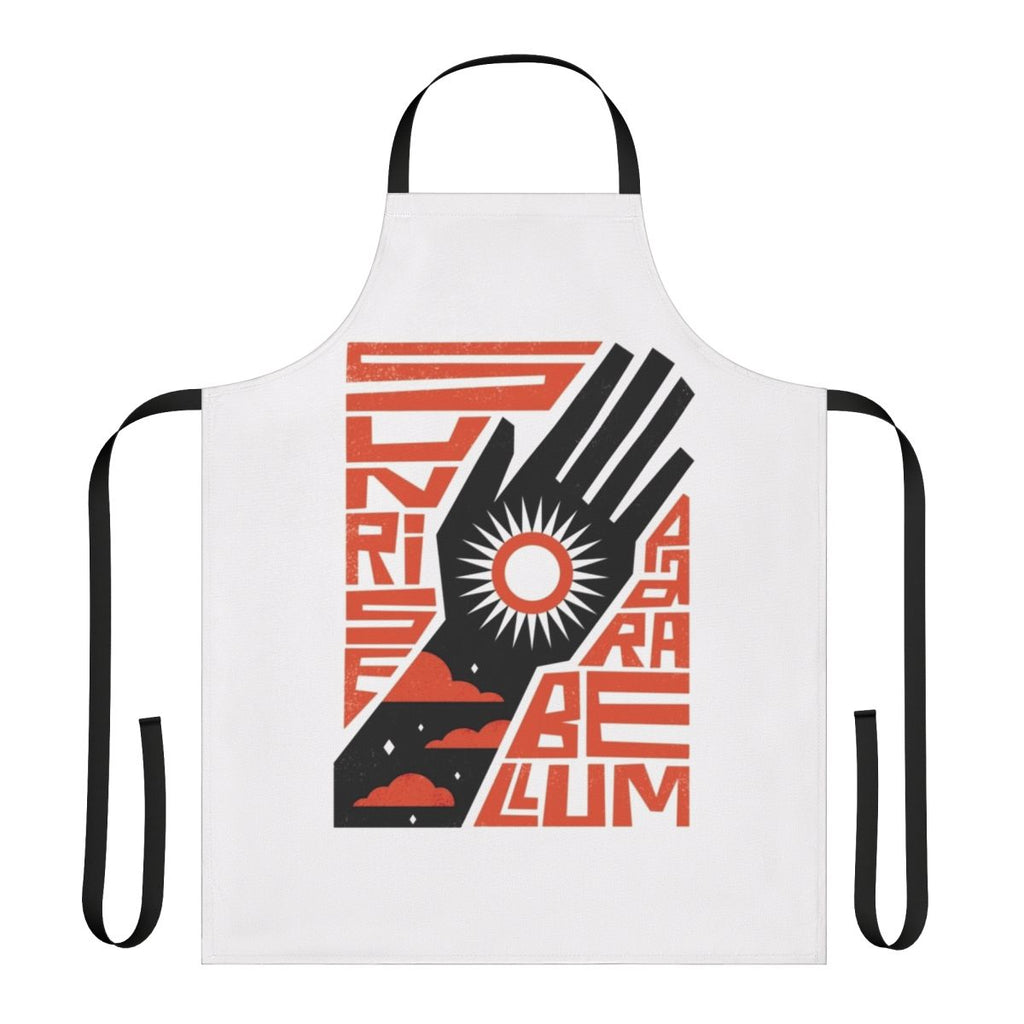 Sunrise Parabellum apron featuring abstract Disco Elysium inspired artwork