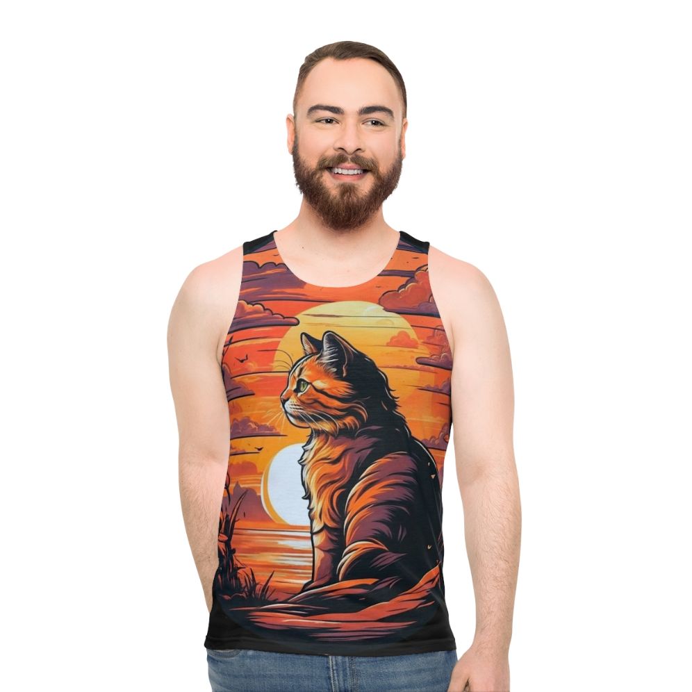 Sunset Cat Unisex Tank Top
