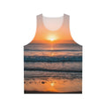 Sunset over the beach unisex tank top