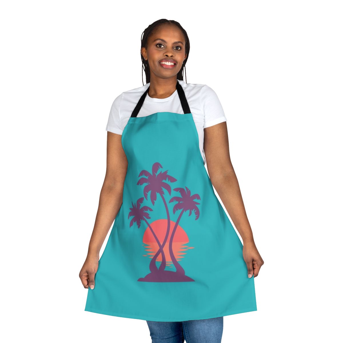 Sunset palm tree design on apron