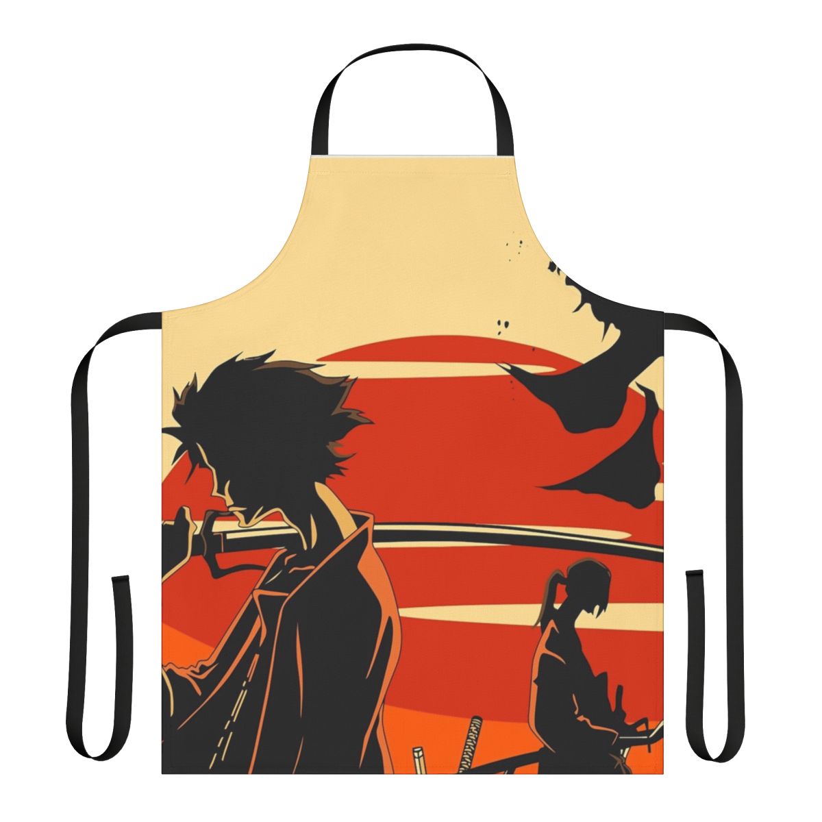 Sunset-colored apron with samurai-inspired design