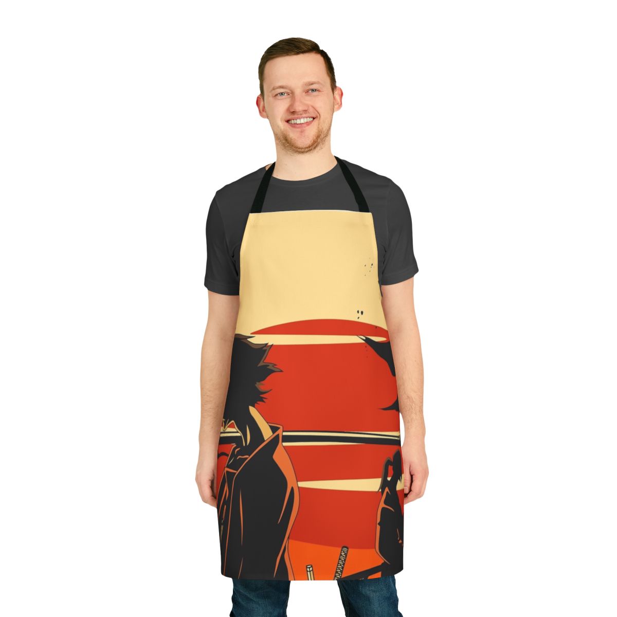 Sunset-colored apron with samurai-inspired design
