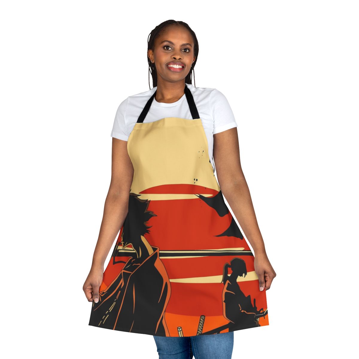 Sunset-colored apron with samurai-inspired design