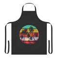 Sunset view with palm tree silhouette on an apron