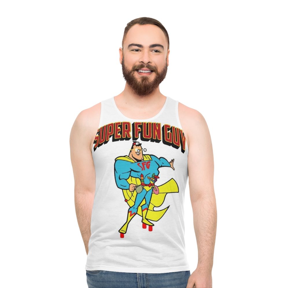 Super Fun Guy unisex superhero comic tank top