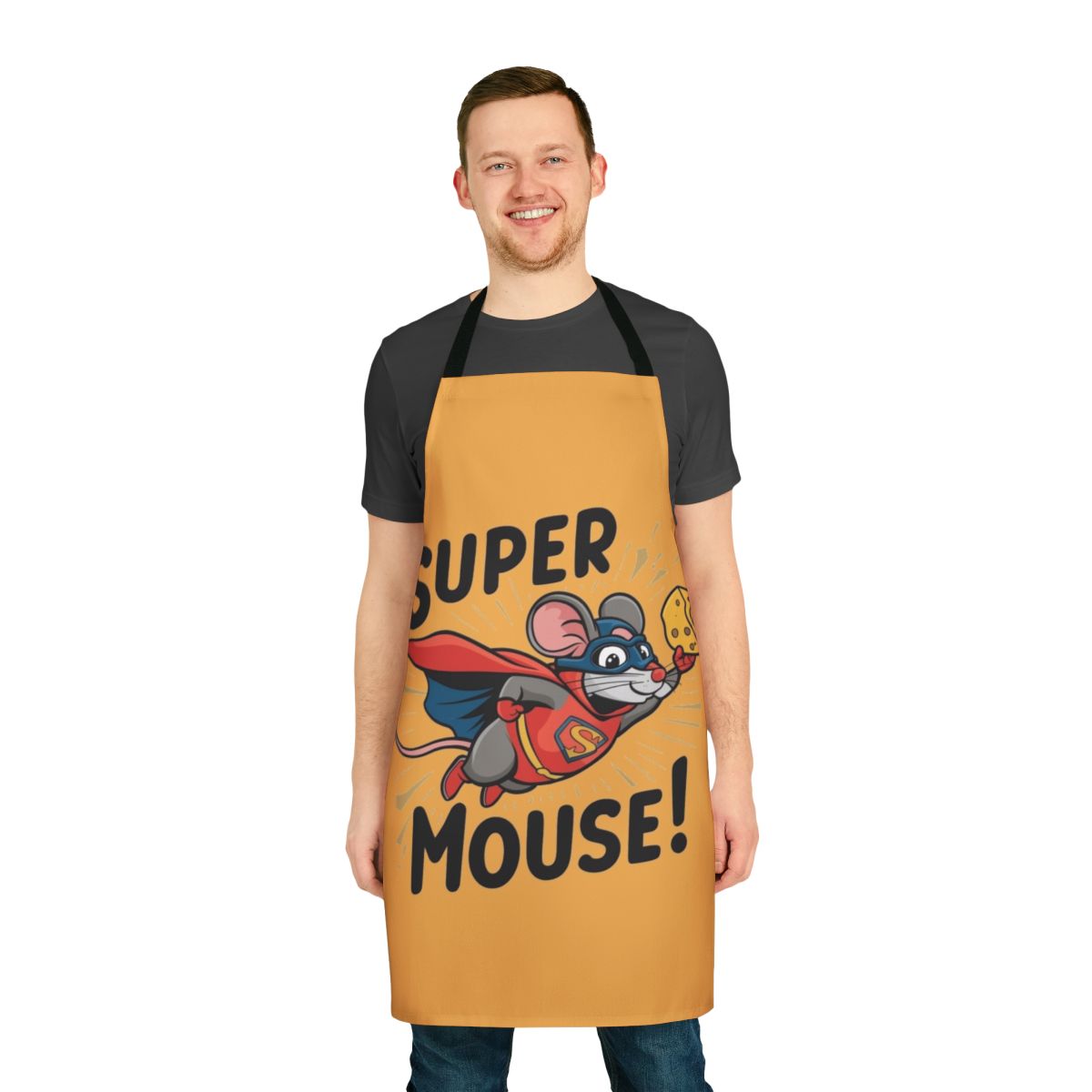 A super mouse wearing a heroic apron, ready to take on culinary challenges.