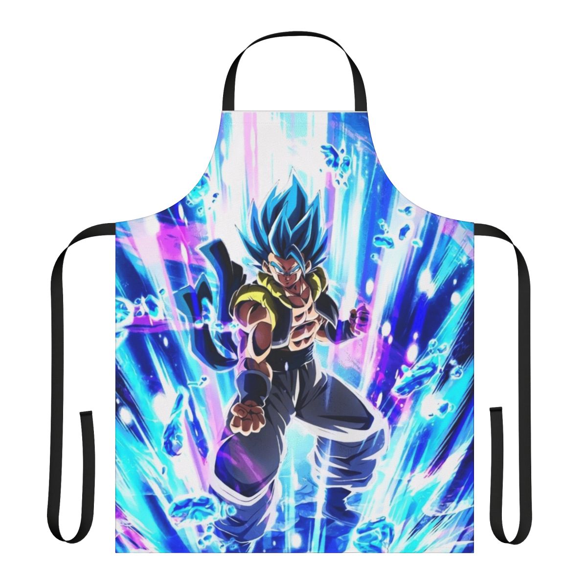 Super Sayajin Blue inspired apron featuring Gogeta from Dragon Ball Super