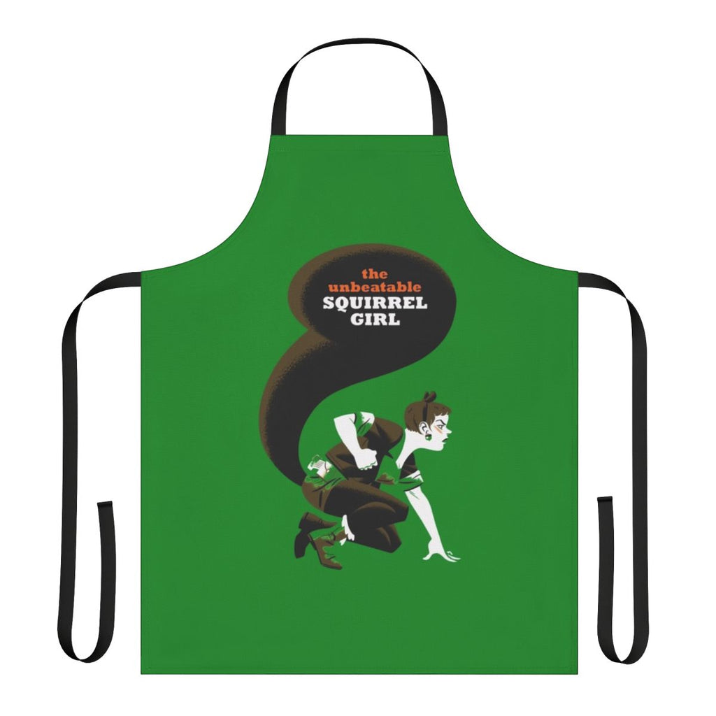 Illustration of Squirrel Girl, a female Marvel superhero, on a high-quality apron.