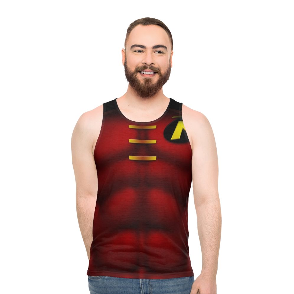 Superhero art unisex tank top with Robin design