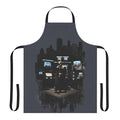 A black apron with a bat silhouette design, inspired by the iconic superhero Batman.