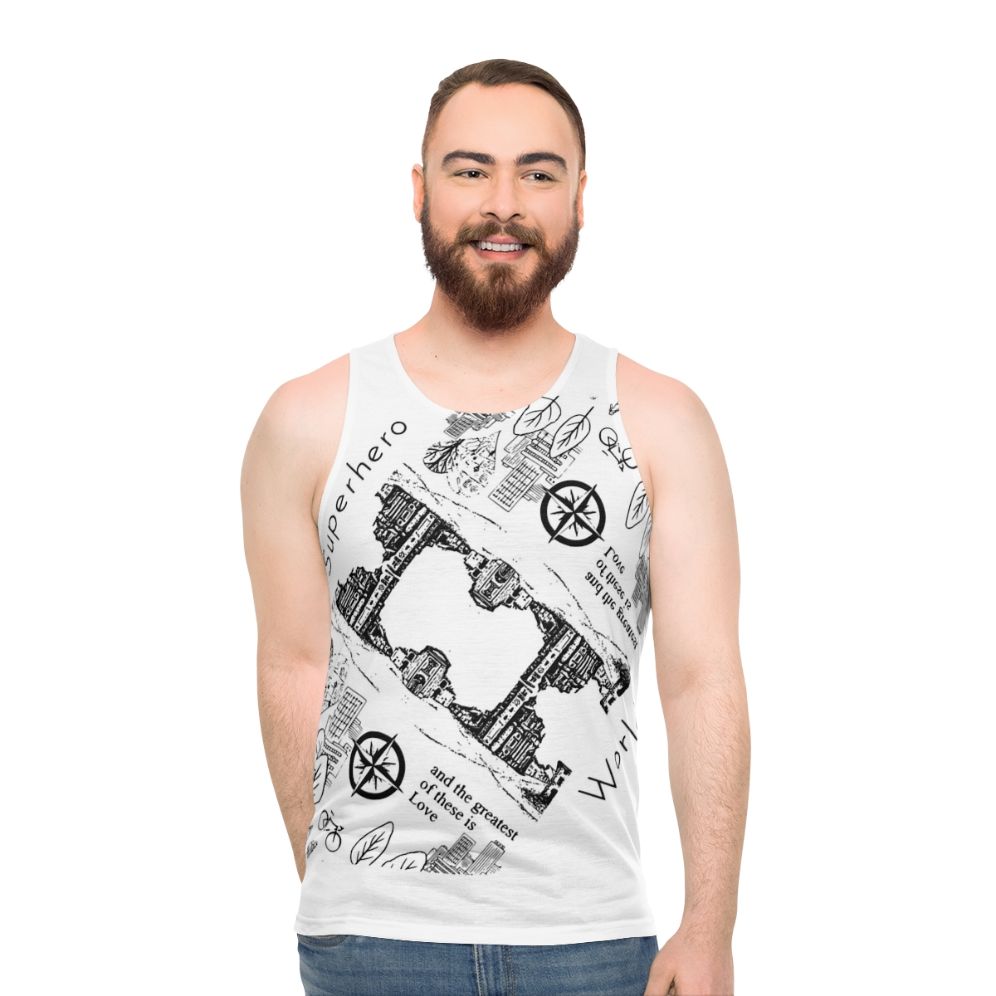 Superhero dimensional worlds unisex tank top
