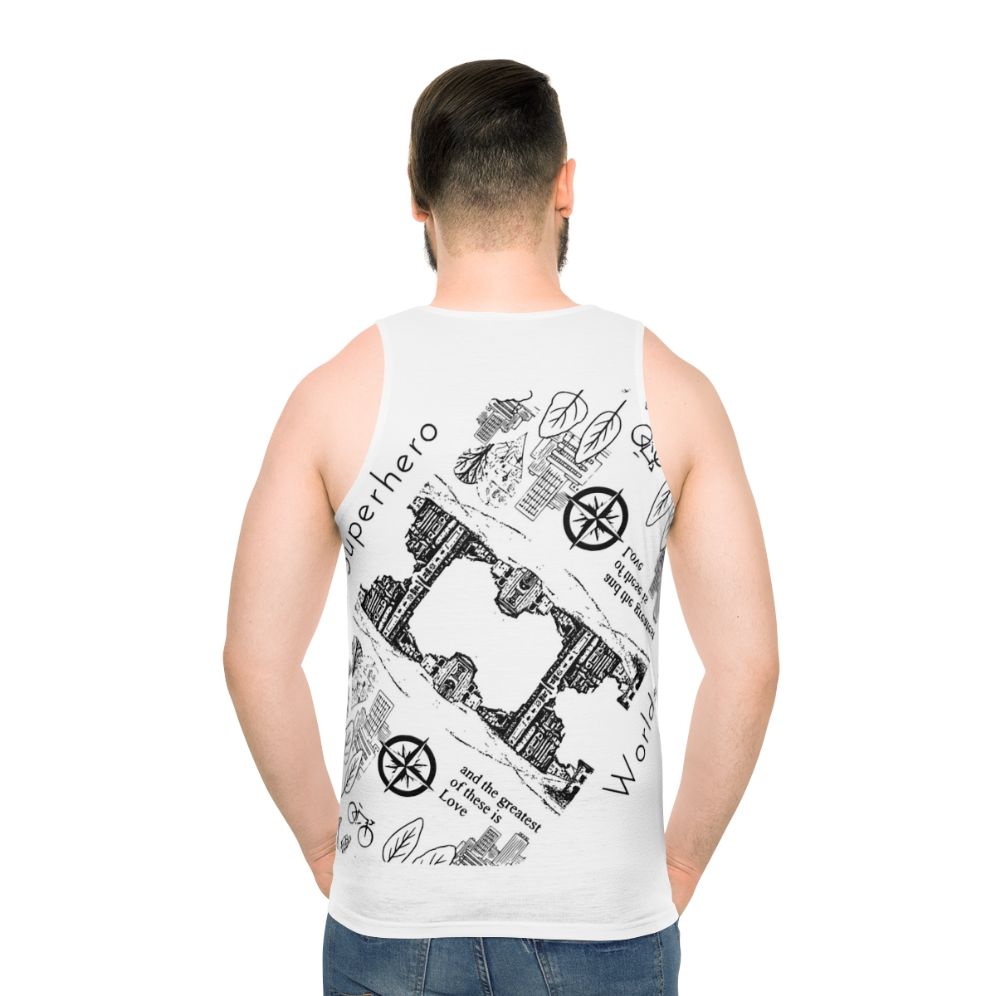 Superhero dimensional worlds unisex tank top
