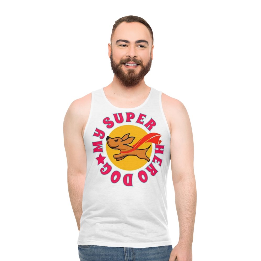 Superhero dog printed unisex tank top