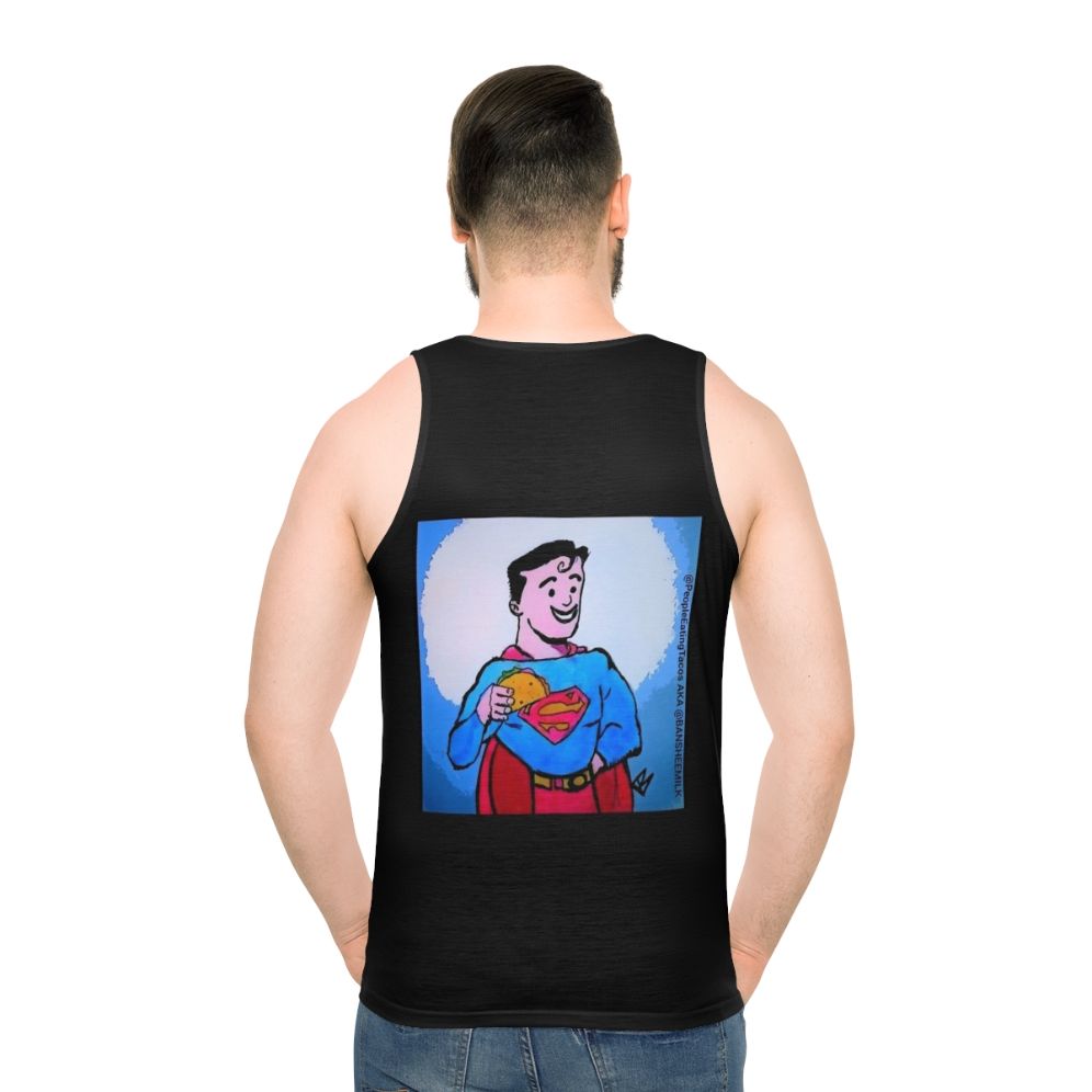 Superhero Eating Tacos Unisex Graphic Tank Top