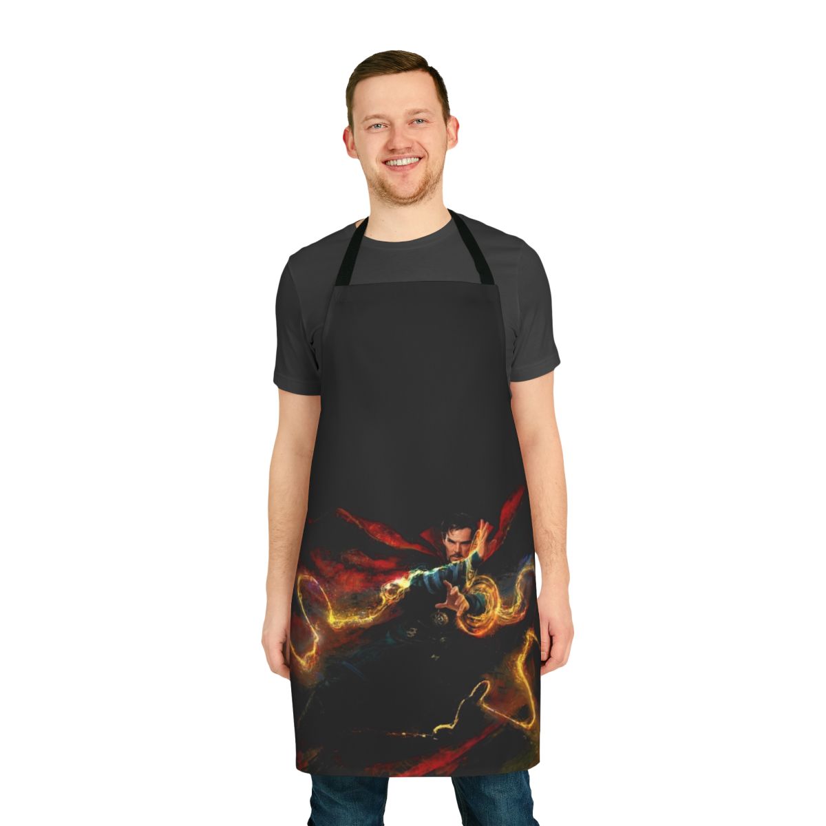 Apron featuring Benedict Cumberbatch as the character Doctor Strange from the Marvel superhero universe