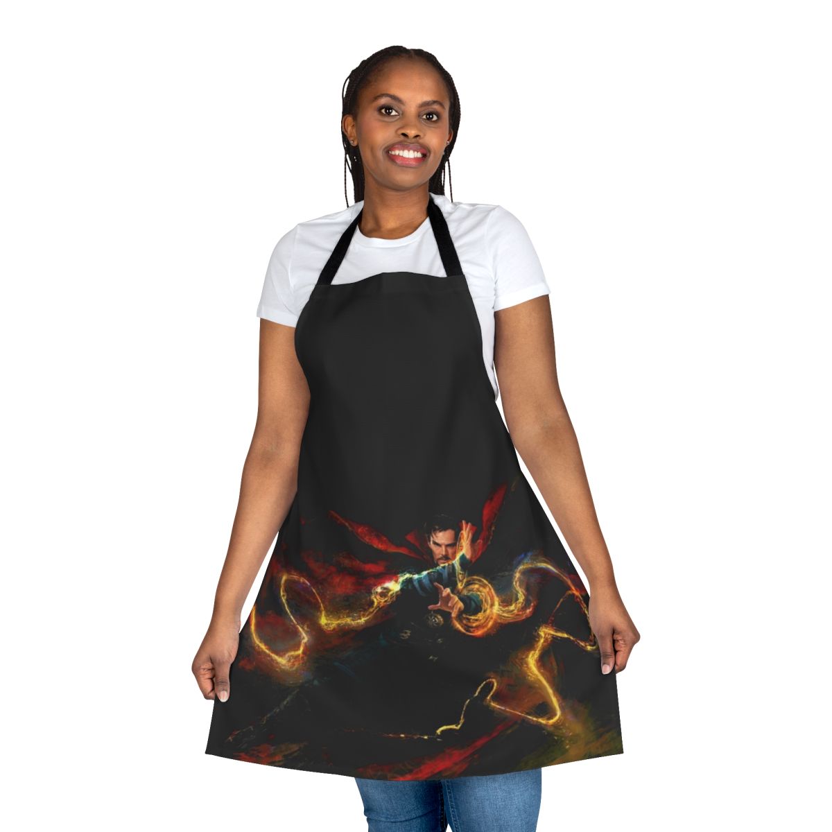 Apron featuring Benedict Cumberbatch as the character Doctor Strange from the Marvel superhero universe
