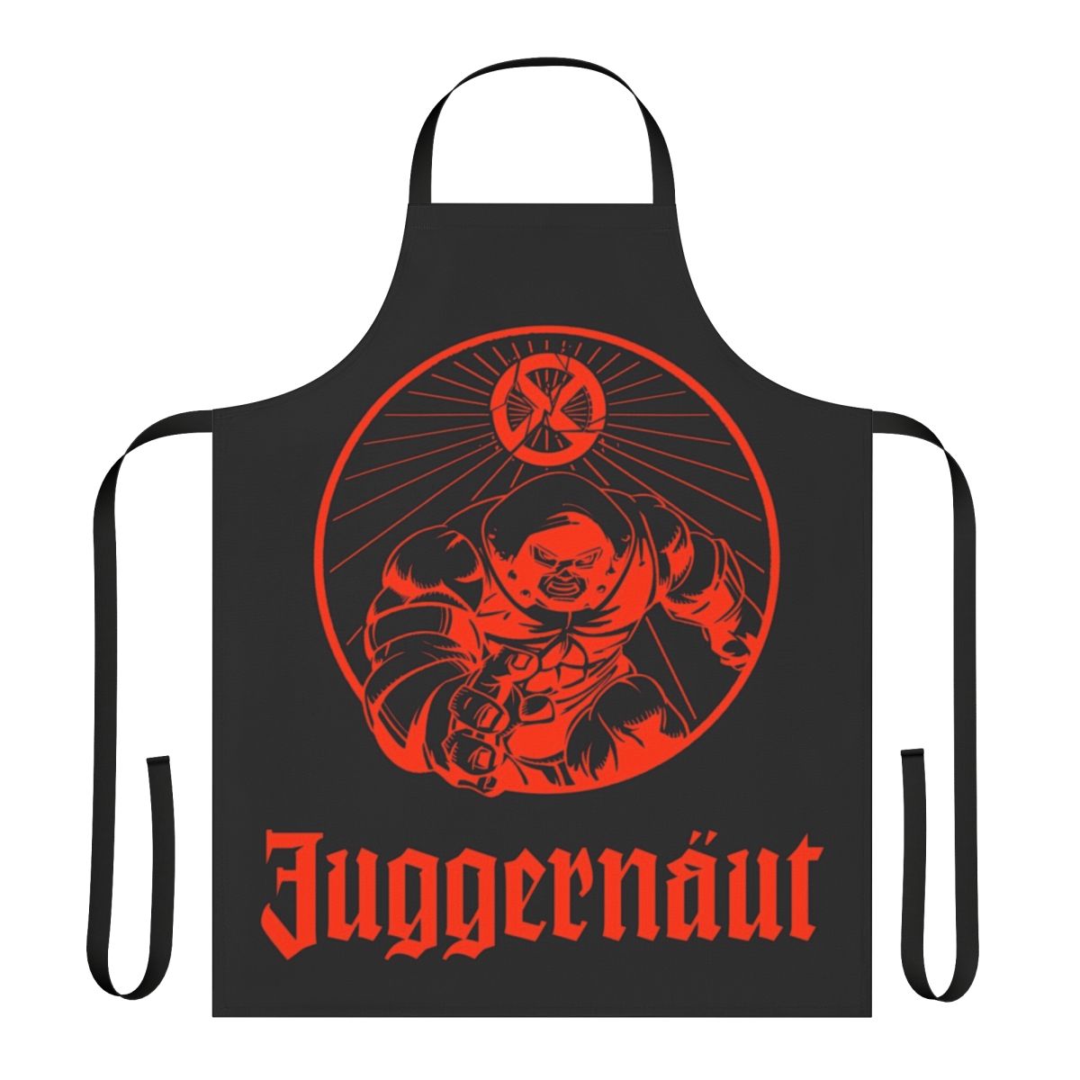 Anesthetic Juggernaut-themed apron with comic book-style graphics