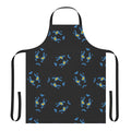 Stylized blue beetle mask design on a high-quality apron