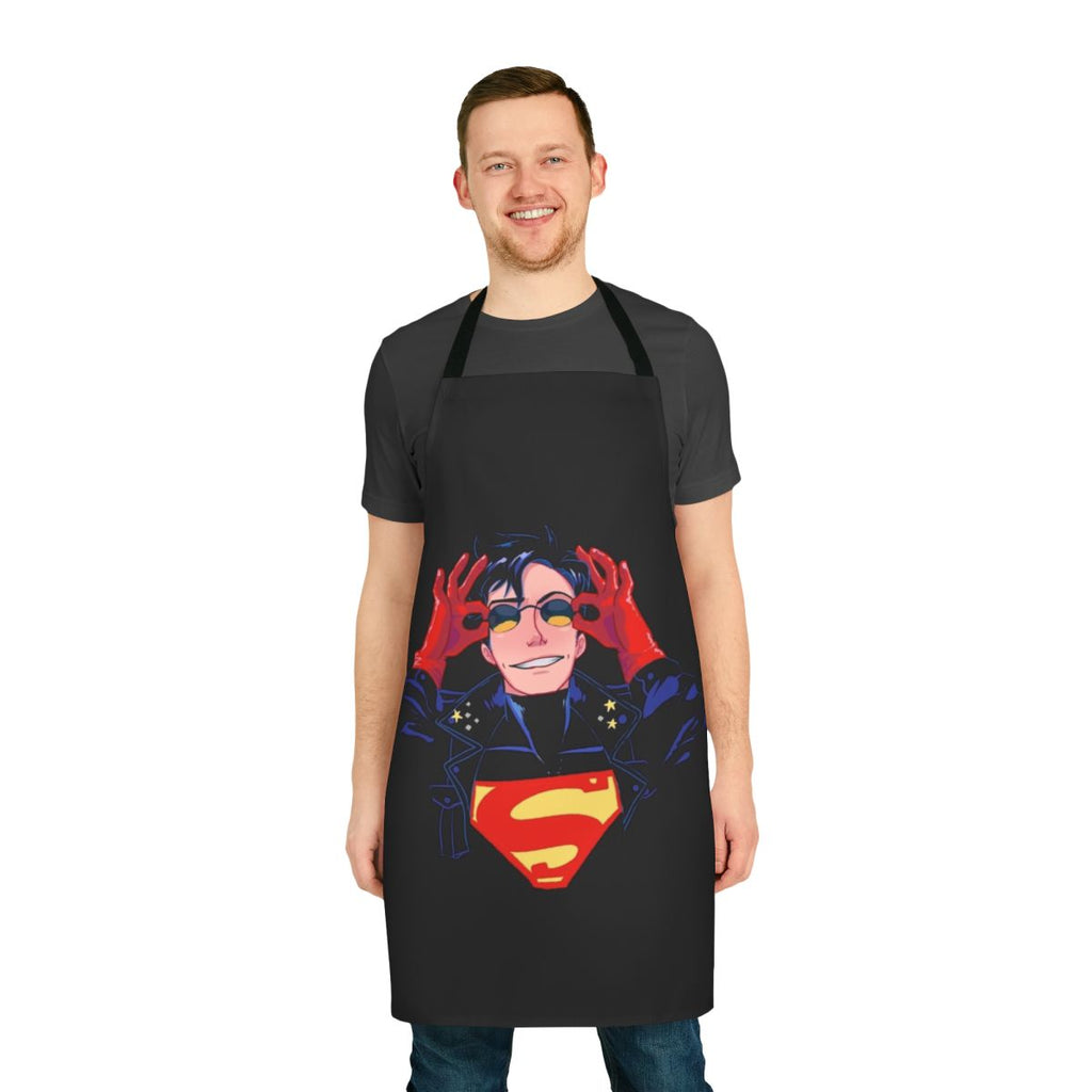 Superhero-themed apron featuring the iconic Superboy design