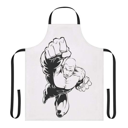 Superhero-themed apron with bold design and durable material for the home cook or baker