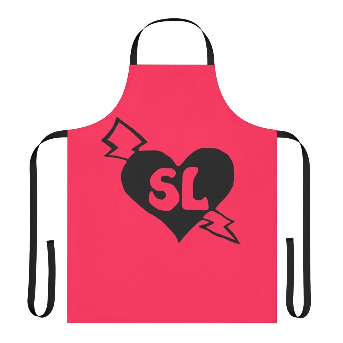 Colorful superhero-themed apron with "Superluv" logo