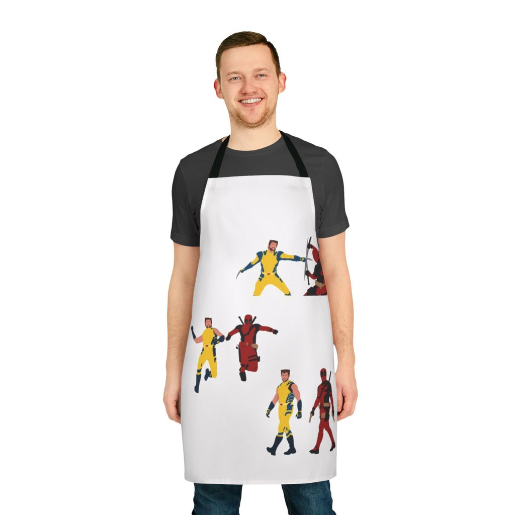 Superhero-themed apron featuring popular Marvel characters