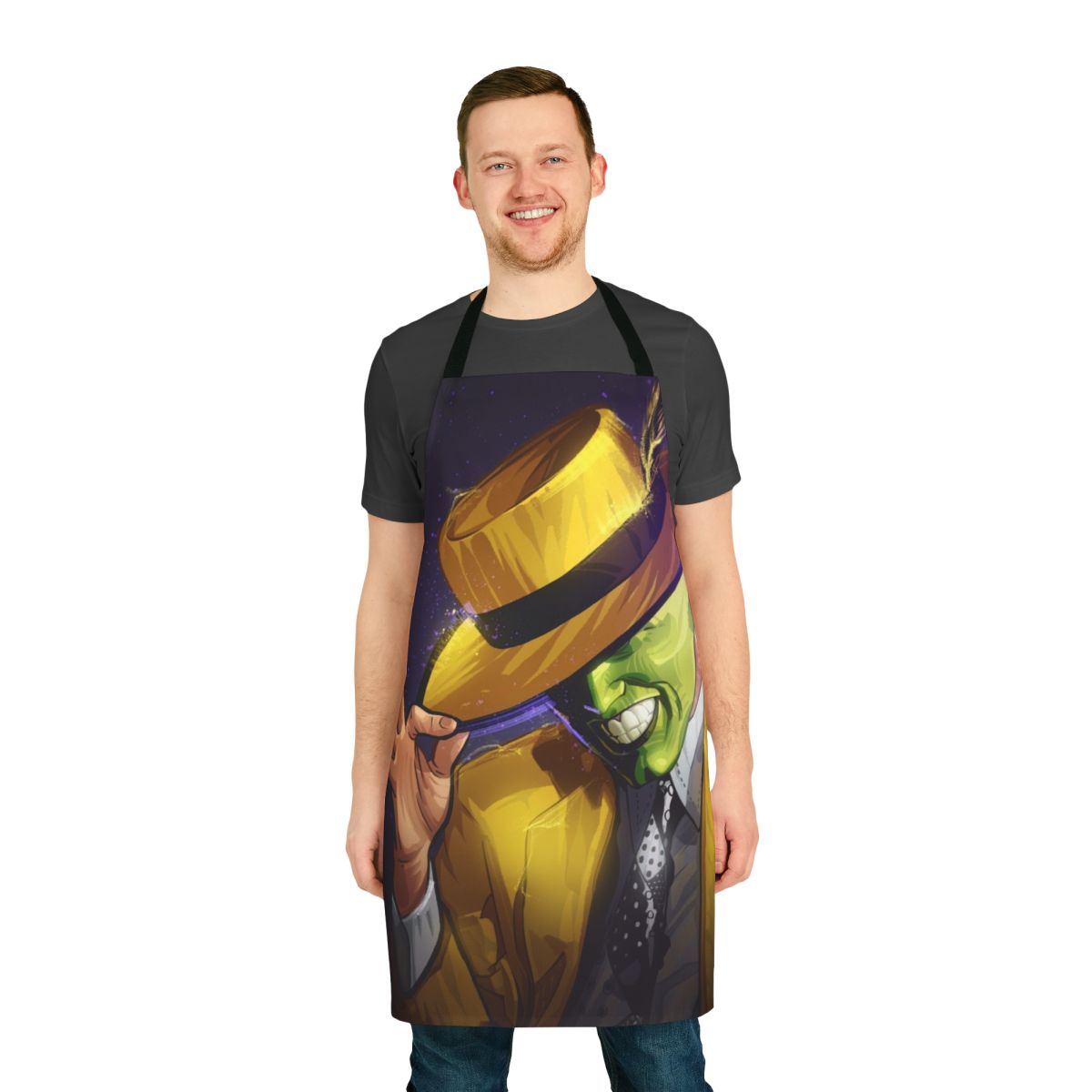 Apron featuring Jim Carrey's iconic character from "The Mask" comic book movie