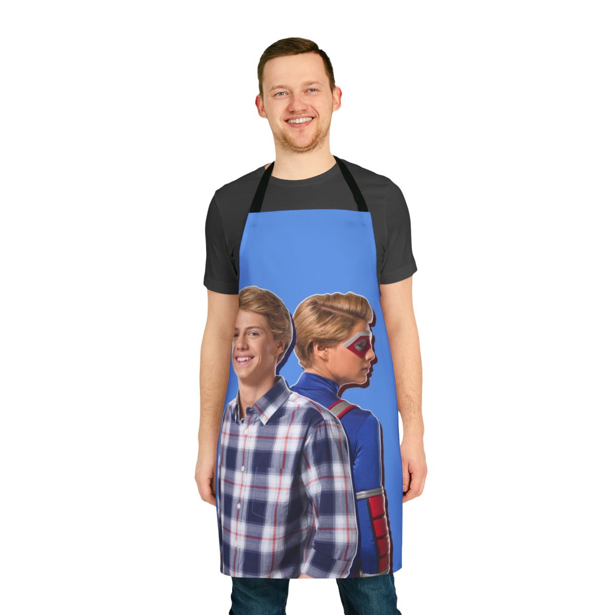 Superhero-themed apron featuring a mask design