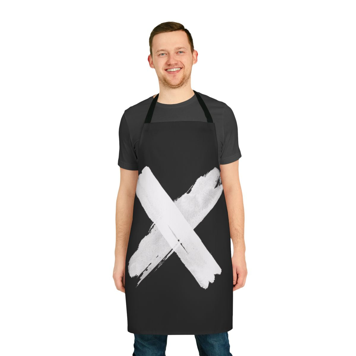 White apron with "MM" logo, inspired by the TV series "The Boys"