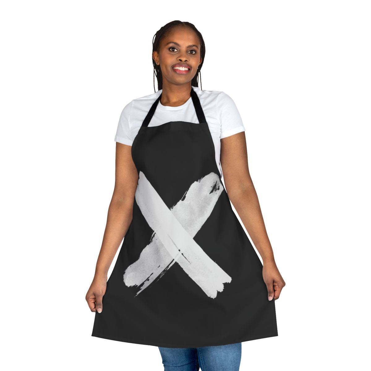 White apron with "MM" logo, inspired by the TV series "The Boys"