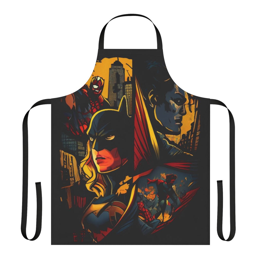 A high-quality apron featuring superhero-themed designs and motivational quotes.