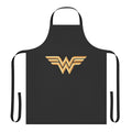 A high-quality apron featuring the iconic Wonder Woman logo, perfect for fans of the DC Comics superhero.
