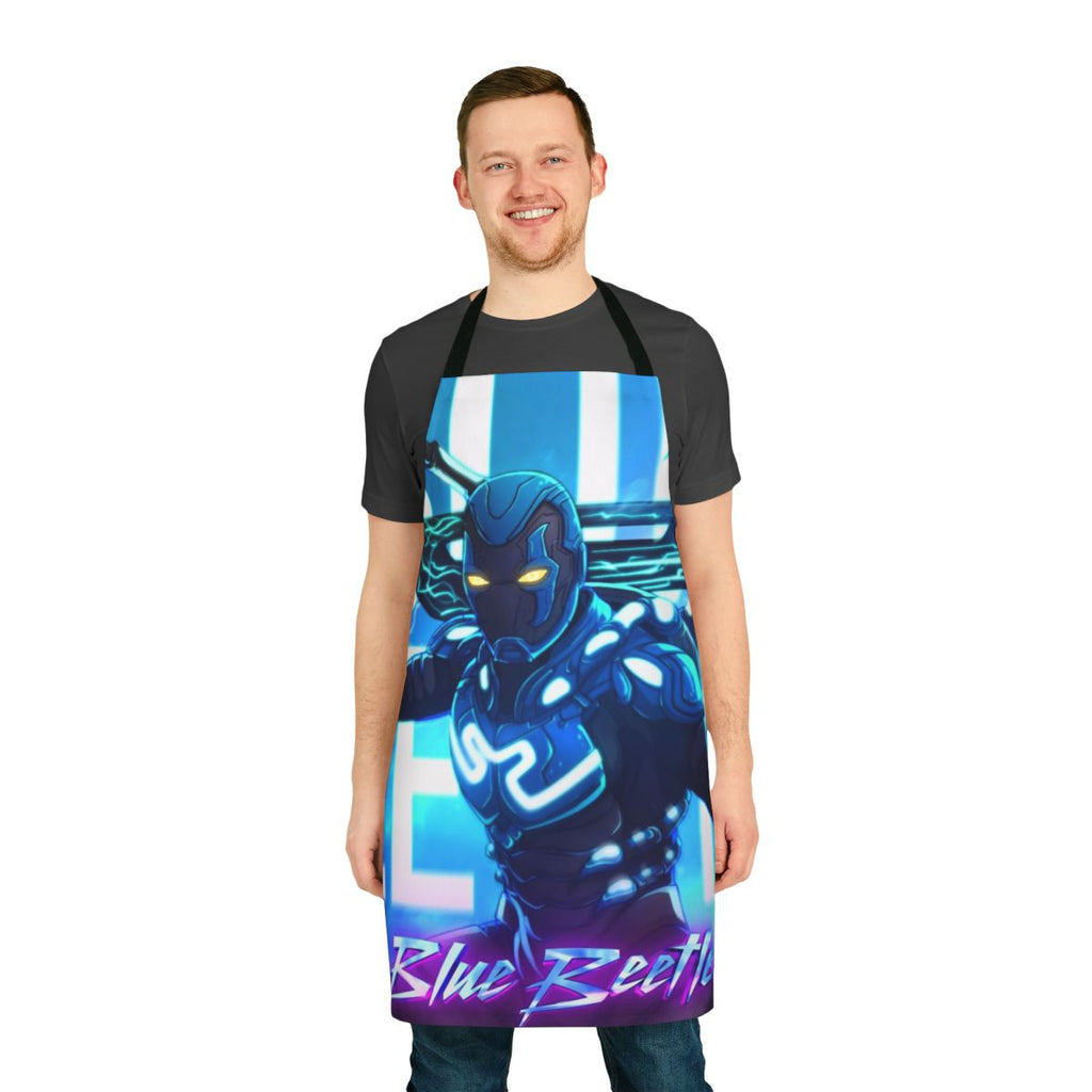 Blue apron featuring the iconic Blue Beetle superhero design
