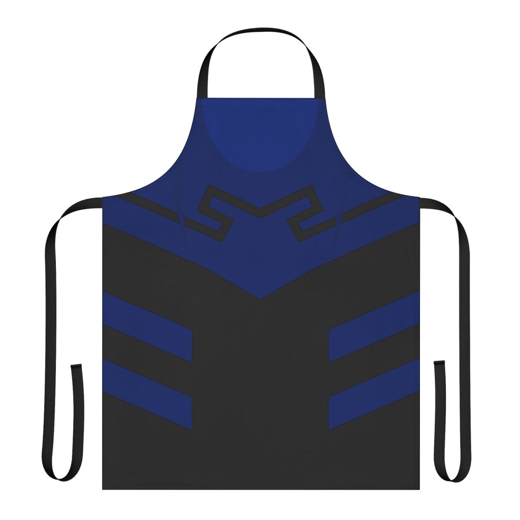 Blue Beetle-themed apron featuring the iconic superhero design