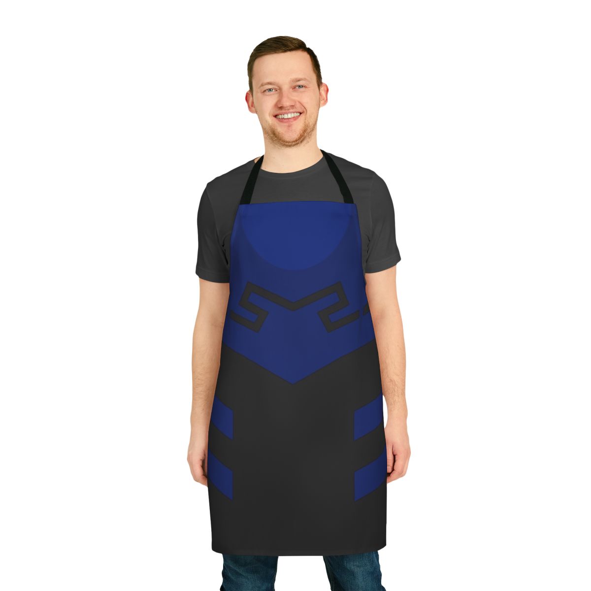 Blue Beetle-themed apron featuring the iconic superhero design