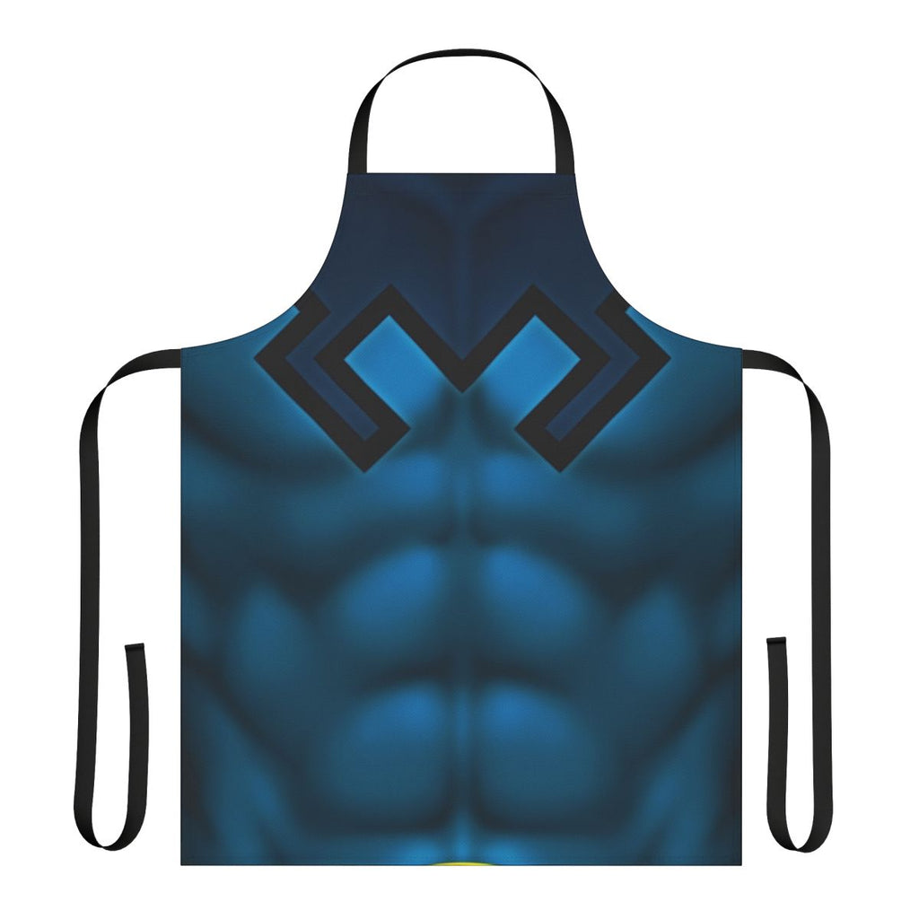 Blue Beetle superhero character art printed on a high-quality apron.